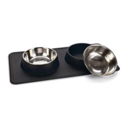 Karlie Stainless Steel Silicone Dex Diner Set Dog Bowl -Pet Supplies Store 209001 karlie dinerset silikon dex schwarz hs 02 5