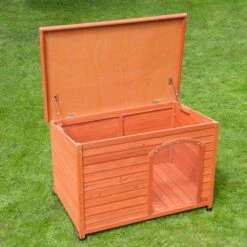 Woody Flat-Roofed Dog Kennel (incl. Free Plastic Door) -Pet Supplies Store 331566 hundeh tte woddy inkl tuer offen 3