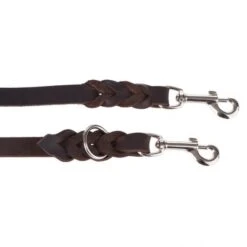 Heim Plaited Leather Double Dog Lead - Brown -Pet Supplies Store 66497 heim lederleine fg 3 4