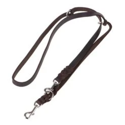 Heim Plaited Leather Double Dog Lead - Brown