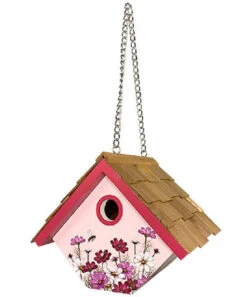 Hanging Wren House With Floral Print