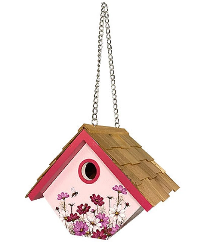 Hanging Wren House With Floral Print 3 Hanging Wren House With Floral Print