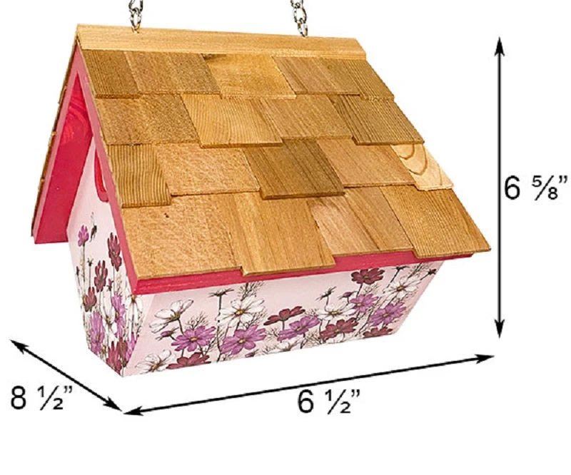 Hanging Wren House With Floral Print 4 Hanging Wren House With Floral Print - Image 2