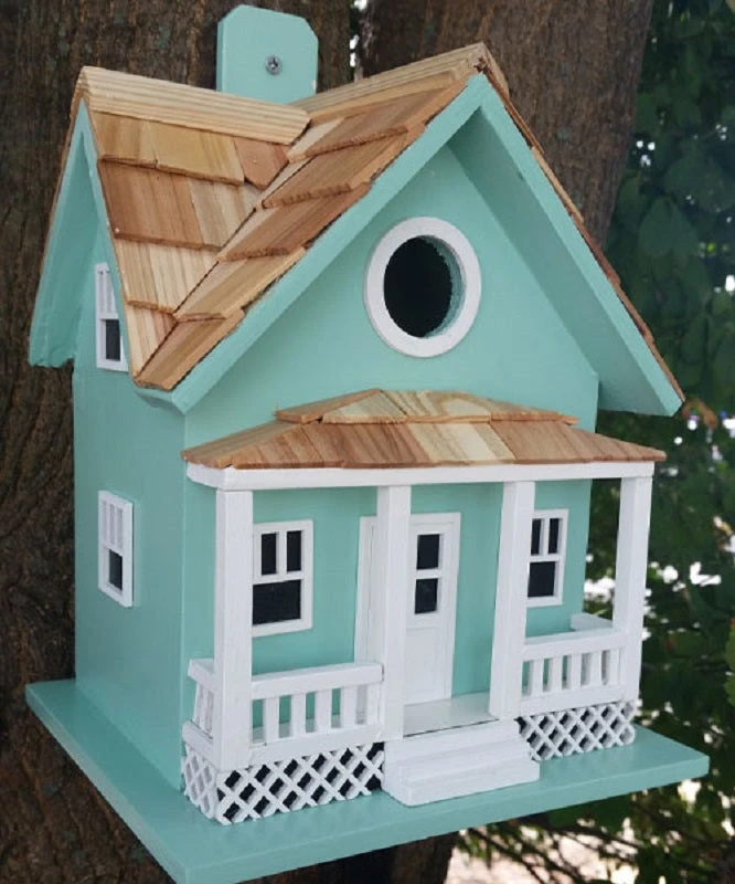 Beachside Cottage Bird House, Seafoam Blue 7 Beachside Cottage Bird House, Seafoam Blue - Image 5