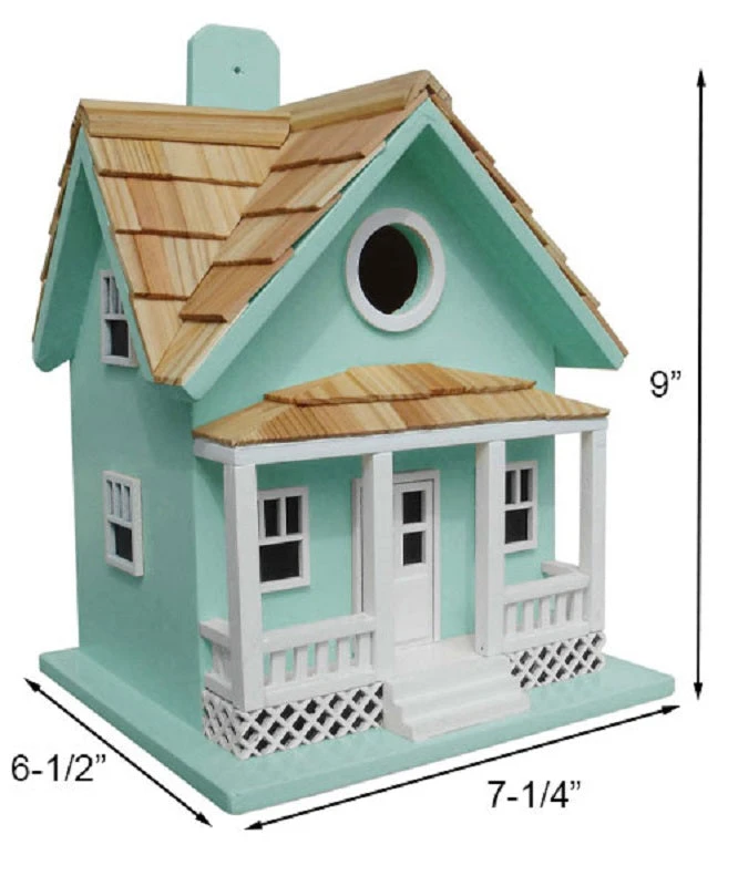 Beachside Cottage Bird House, Seafoam Blue 4 Beachside Cottage Bird House, Seafoam Blue - Image 2