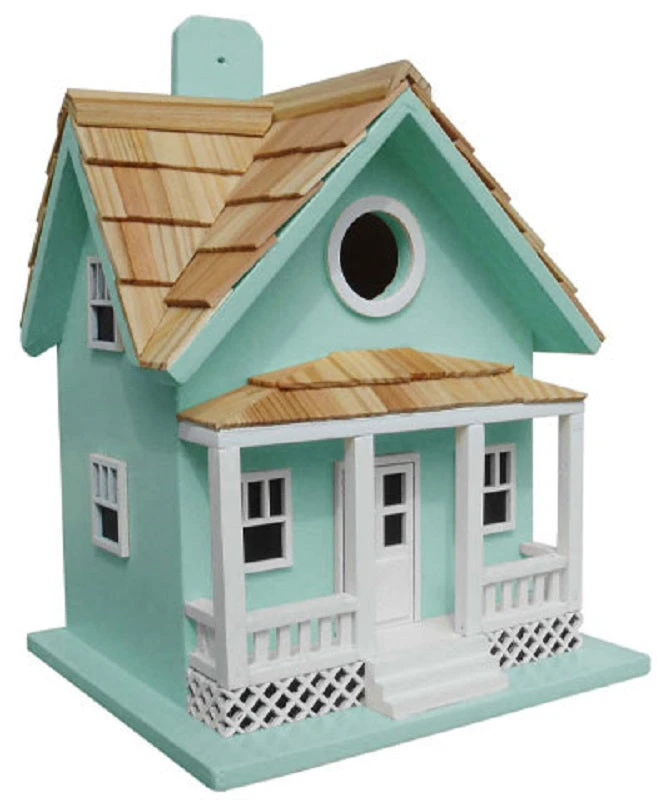Beachside Cottage Bird House, Seafoam Blue 3 Beachside Cottage Bird House, Seafoam Blue