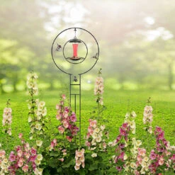 Trellis Hanger With Hummingbird Swing, Black, 72"H