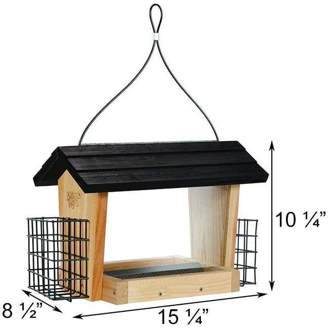 Cedar Hopper Bird Feeder With Suet Cages, Large 4 Cedar Hopper Bird Feeder With Suet Cages, Large - Image 2