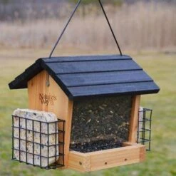 Cedar Hopper Bird Feeder With Suet Cages, Small 7 Cedar Hopper Bird Feeder With Suet Cages, Small -Pet Supplies Store cedar hopper bird feeder suet cages small 25 01 50 00 feeders natures birdhousesandbaths 258
