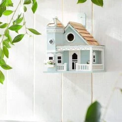 Flower Pot Cottage Bird House, Blue 13 Flower Pot Cottage Bird House, Blue -Pet Supplies Store flower pot cottage blue bird house 25 01 50 00 home bazaar birdhousesandbaths 159