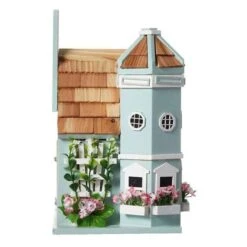 Flower Pot Cottage Bird House, Blue 10 Flower Pot Cottage Bird House, Blue -Pet Supplies Store flower pot cottage blue bird house 25 01 50 00 home bazaar birdhousesandbaths 958