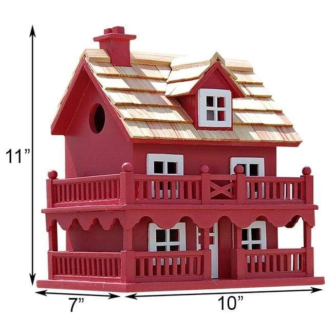 Novelty Cottage Bird House, Red 4 Novelty Cottage Bird House, Red - Image 2