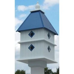 Plantation Bird House With Cobalt Blue Roof