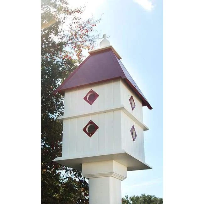 Plantation Bird House With Merlot Red Roof 3 Plantation Bird House With Merlot Red Roof