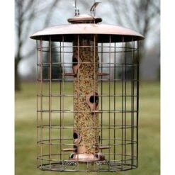 Squirrel-Resistant Brushed Copper Seed Tube Bird Feeder